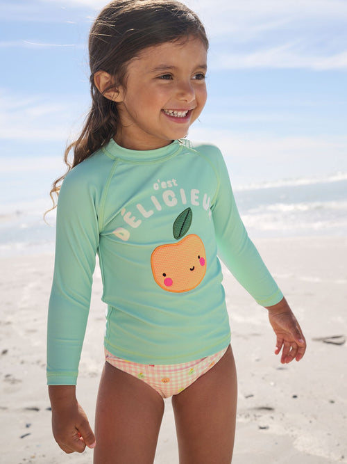 Dsiney Kidz - Mint Green Gingham Fruit Long Sleeve Sunsafe Swim Set (3mths-7yrs) image 1