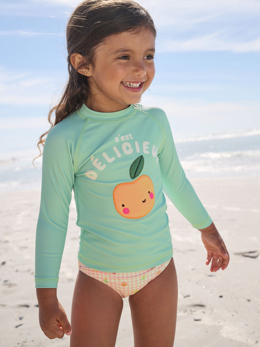 Dsiney Kidz - Mint Green Gingham Fruit Long Sleeve Sunsafe Swim Set (3mths-7yrs) image 1