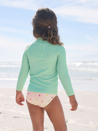 Mint Green Gingham Fruit Long Sleeve Sunsafe Swim Set (3mths-7yrs) image 2