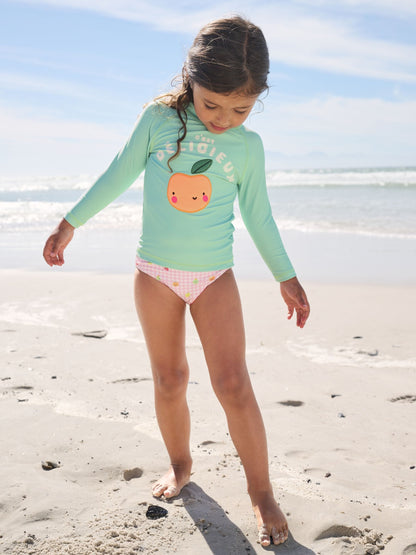 Mint Green Gingham Fruit Long Sleeve Sunsafe Swim Set (3mths-7yrs) image 3