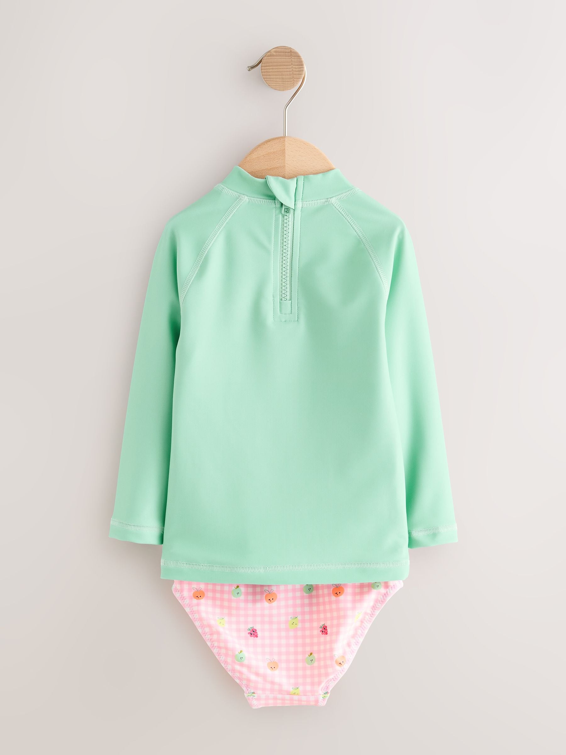 Mint Green Gingham Fruit Long Sleeve Sunsafe Swim Set (3mths-7yrs) image 6