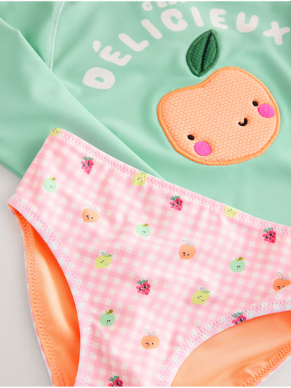 Mint Green Gingham Fruit Long Sleeve Sunsafe Swim Set (3mths-7yrs) image 7