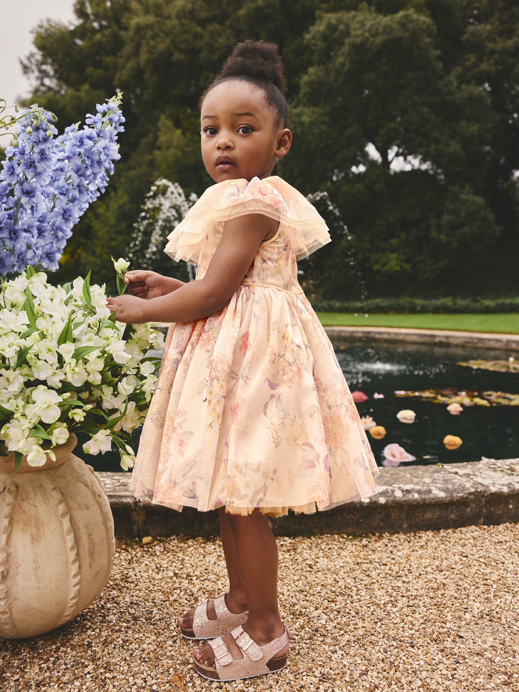Cream Ruffle Collar Mesh Dress (3mths-7yrs) image 2