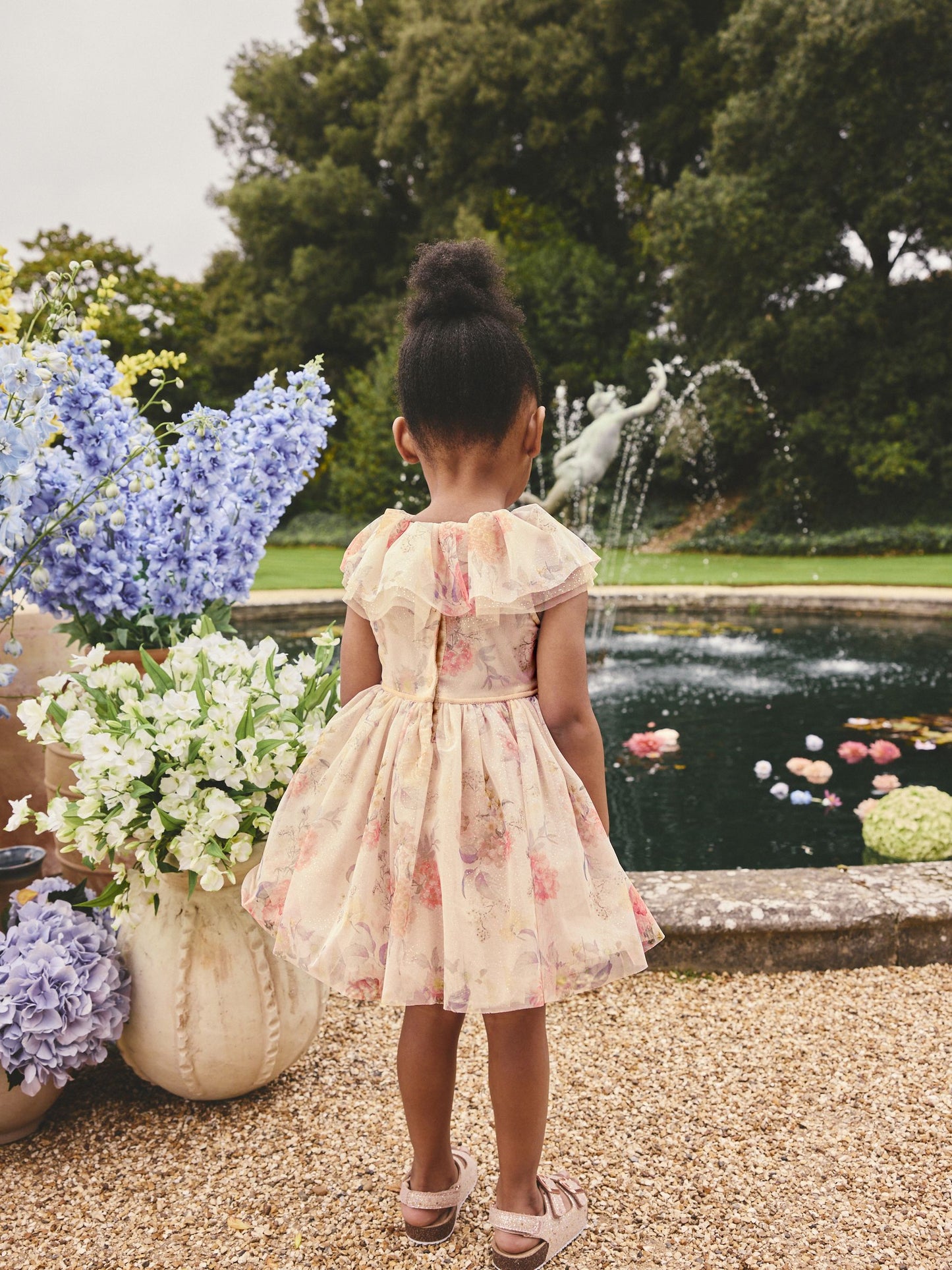 Cream Ruffle Collar Mesh Dress (3mths-7yrs) image 4