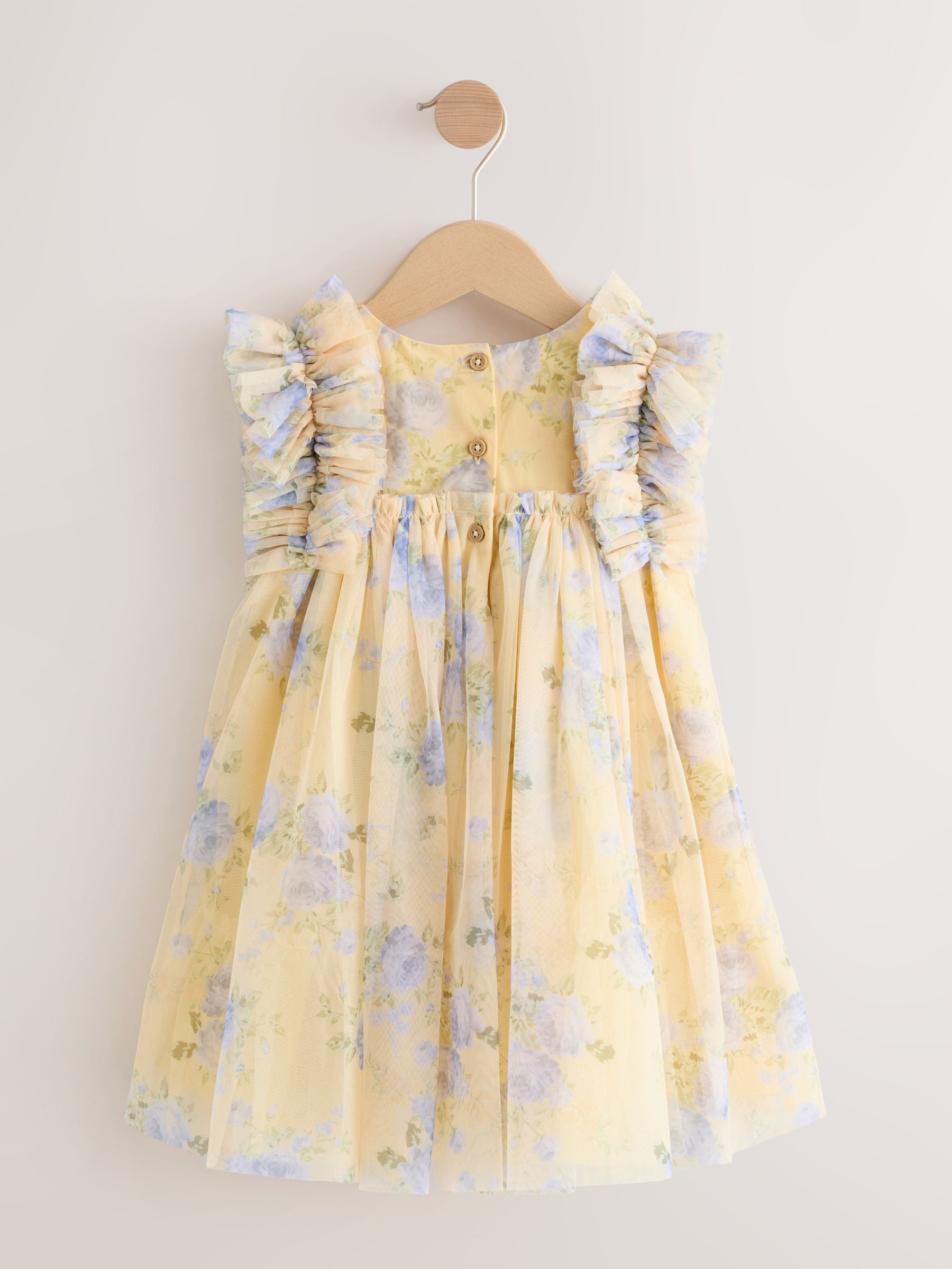 Yellow Ruffle Shoulder Mesh Dress (3mths-7yrs) image 5