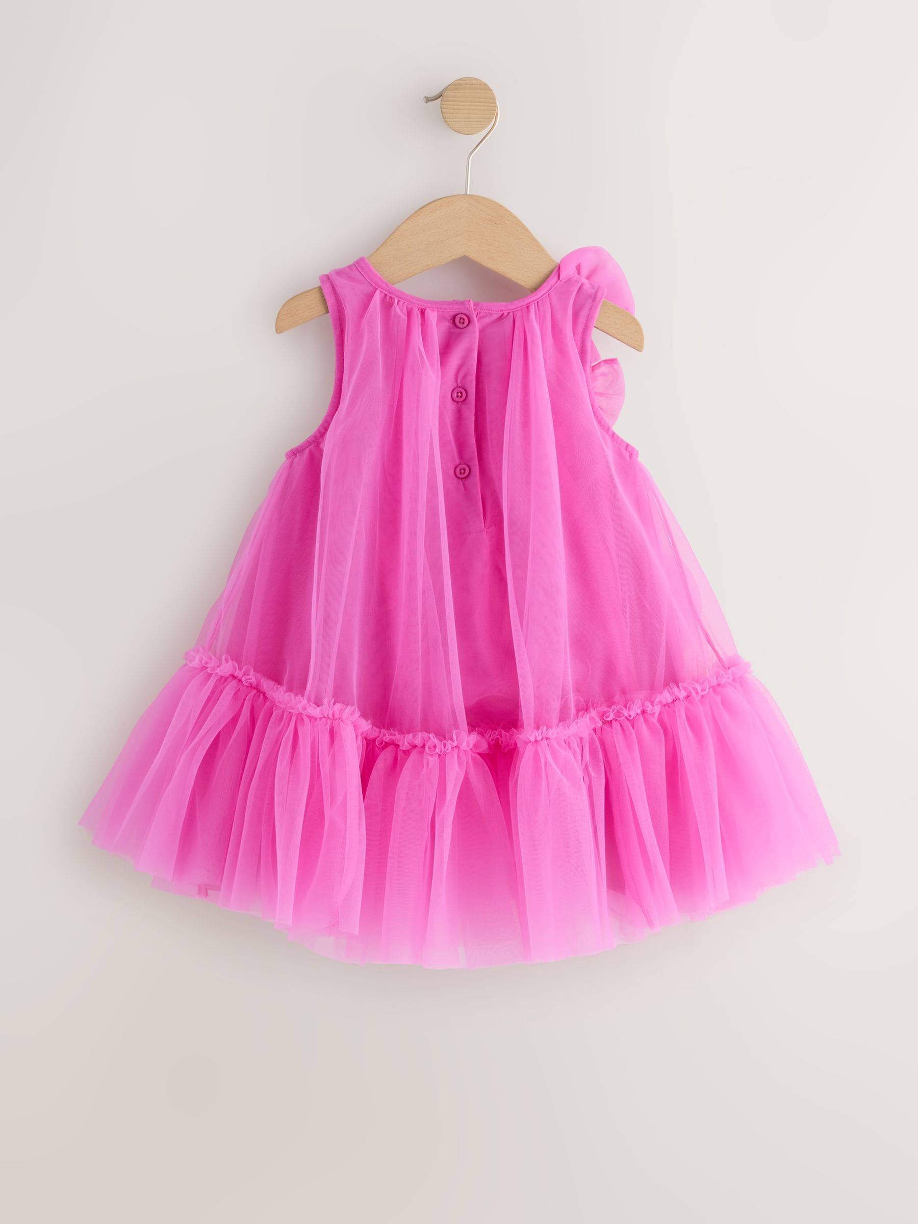 Bright Pink Bows Sleeveless Mesh Dress (3mths-7yrs) image 5