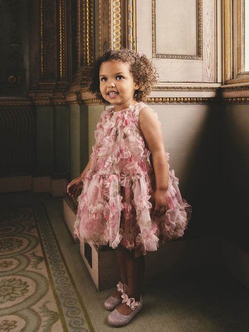 Dsiney Kidz - Pink Floral Sleeveless Mesh Dress (3mths-7yrs) image 1