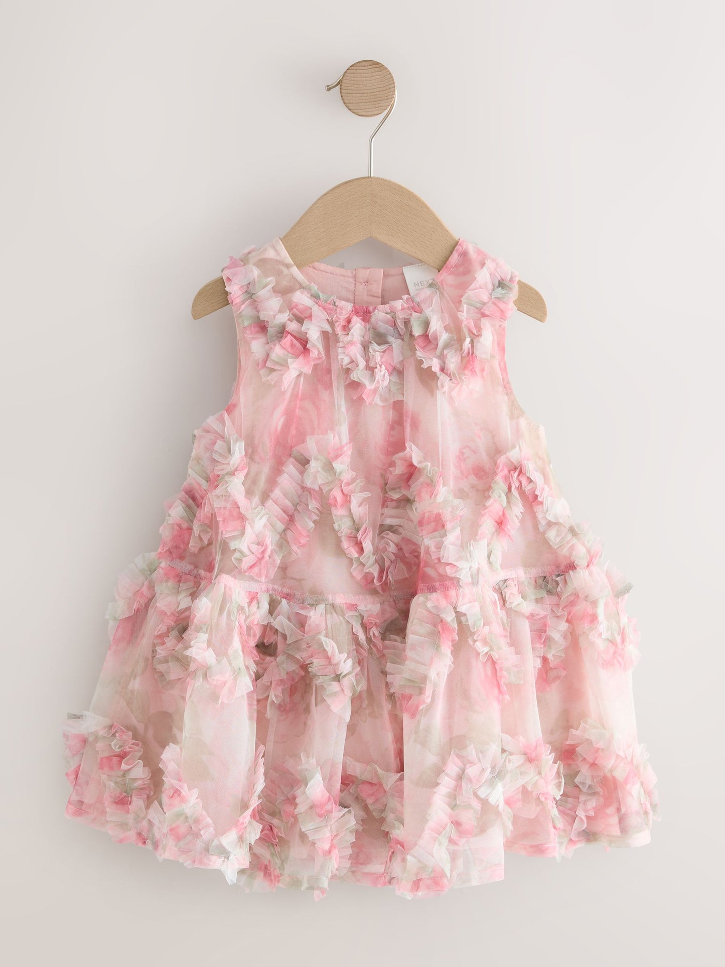 Pink Floral Sleeveless Mesh Dress (3mths-7yrs) image 5