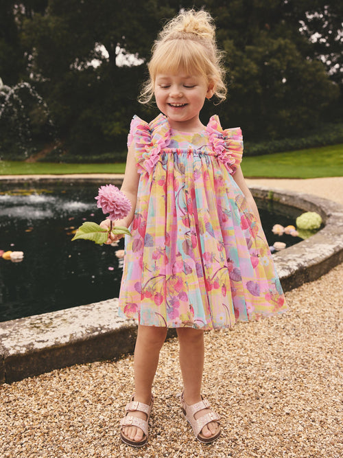 Dsiney Kidz - Pink Ruffle Shoulder Mesh Dress (3mths-7yrs) image 1