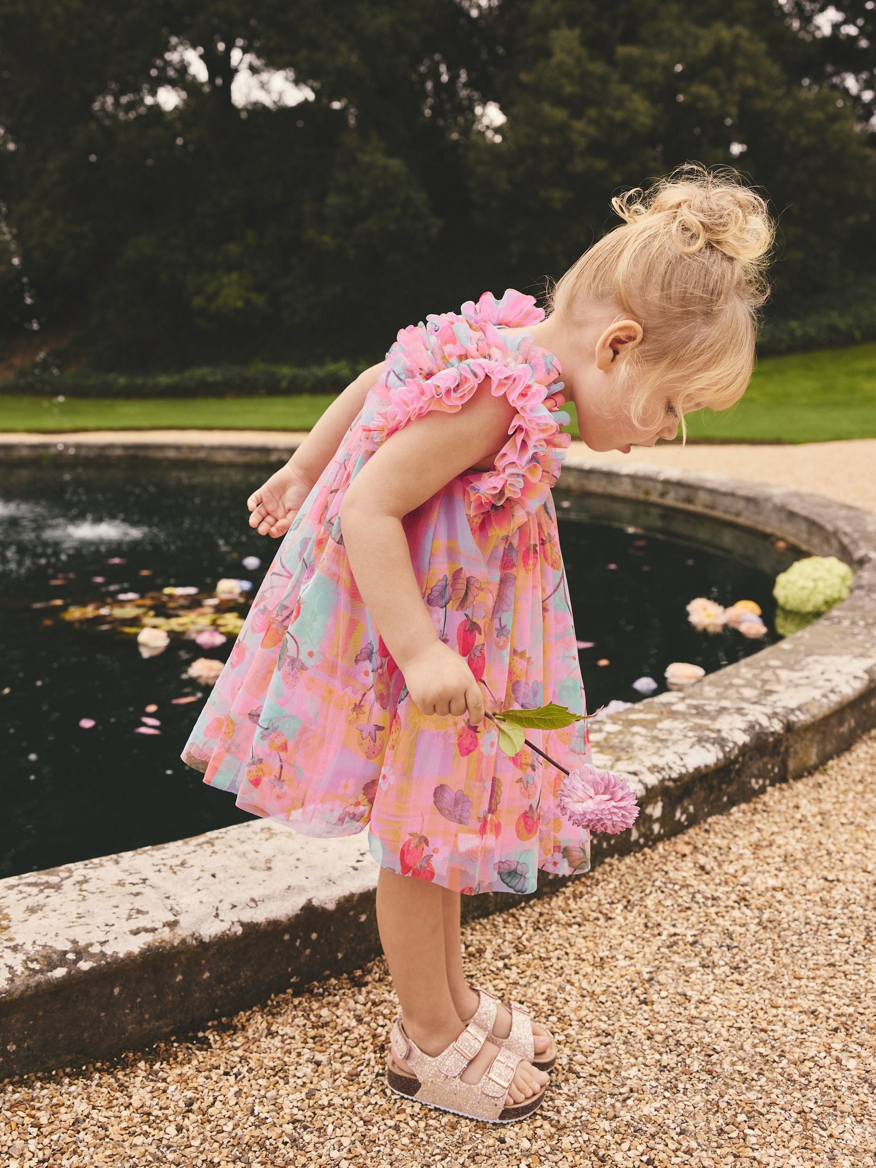 Pink Ruffle Shoulder Mesh Dress (3mths-7yrs) image 2