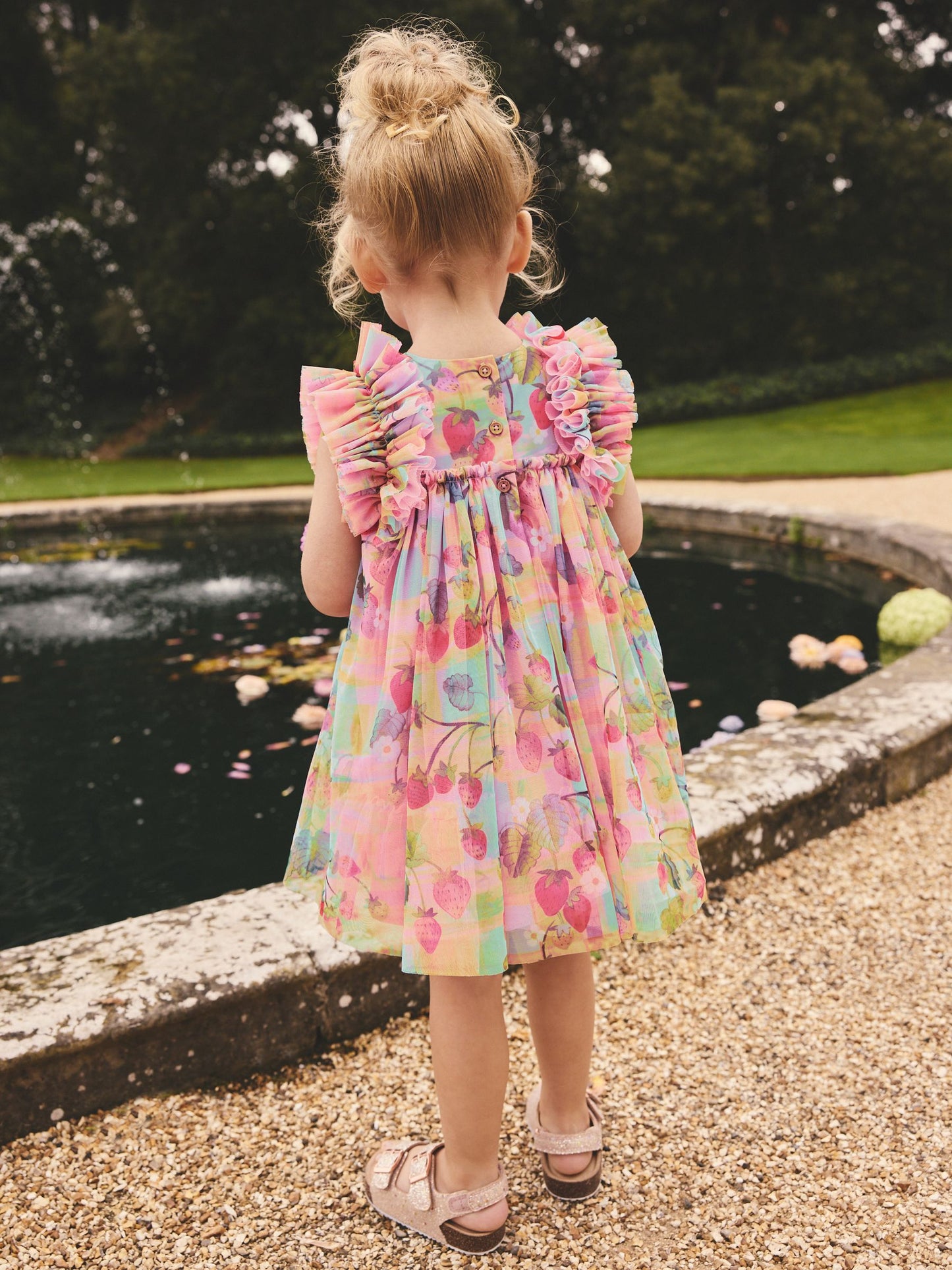 Pink Ruffle Shoulder Mesh Dress (3mths-7yrs) image 3