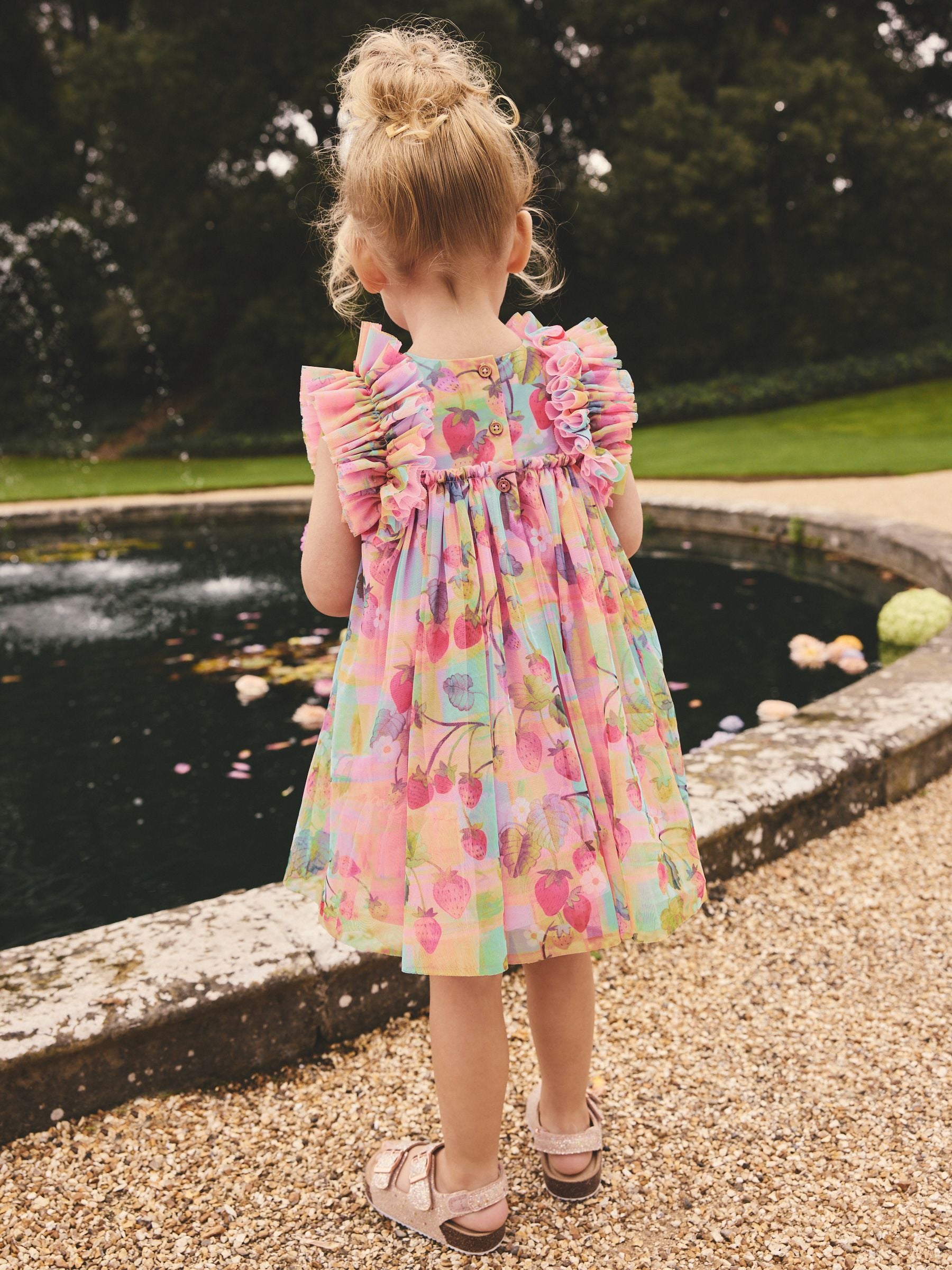 Pink Ruffle Shoulder Mesh Dress (3mths-7yrs) image 3