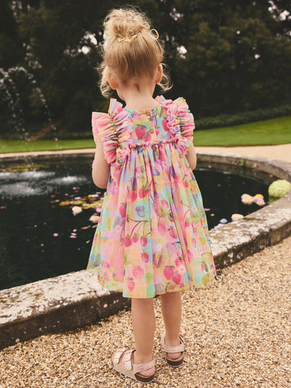 Pink Ruffle Shoulder Mesh Dress (3mths-7yrs) image 3