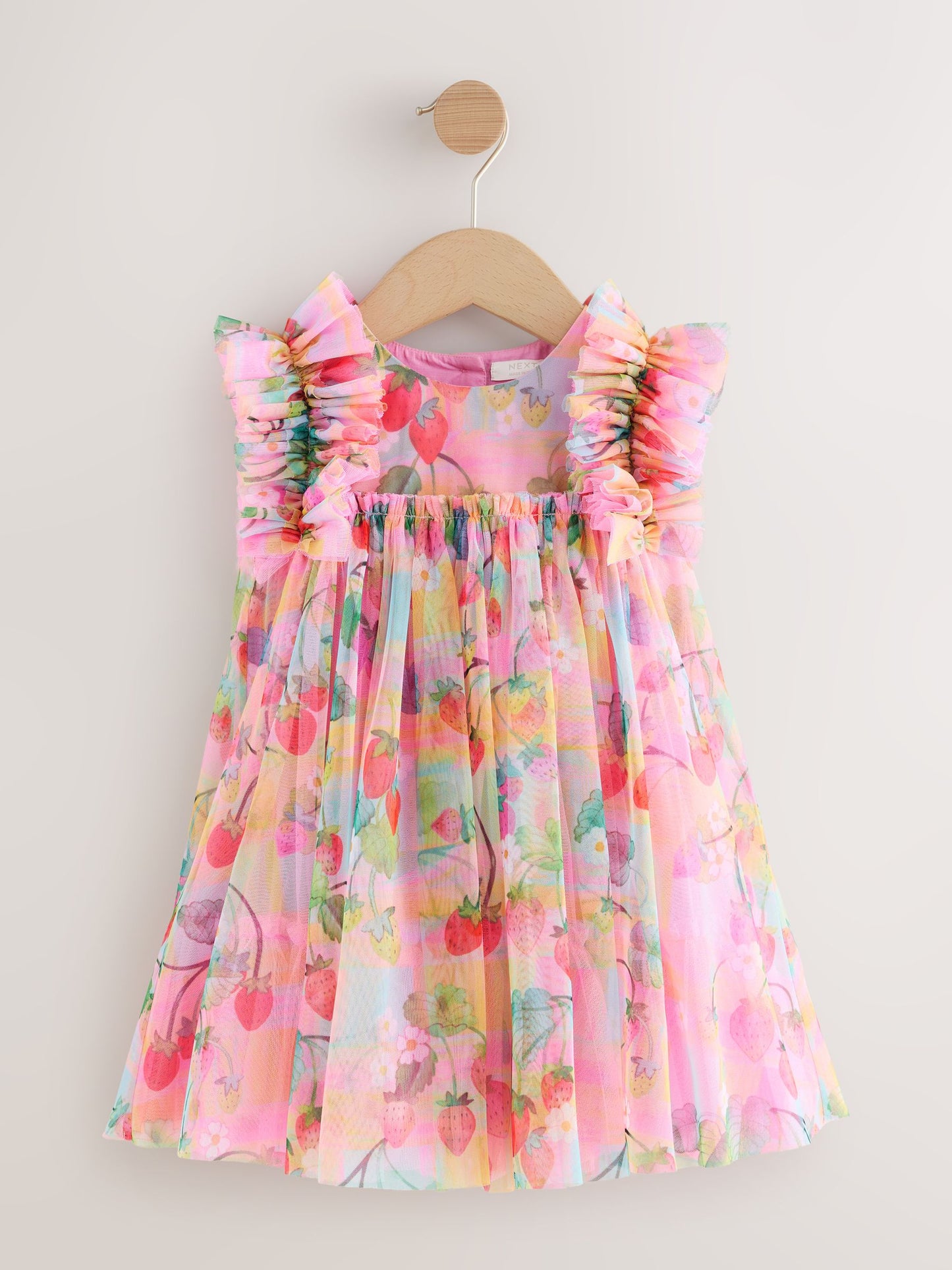 Pink Ruffle Shoulder Mesh Dress (3mths-7yrs) image 5