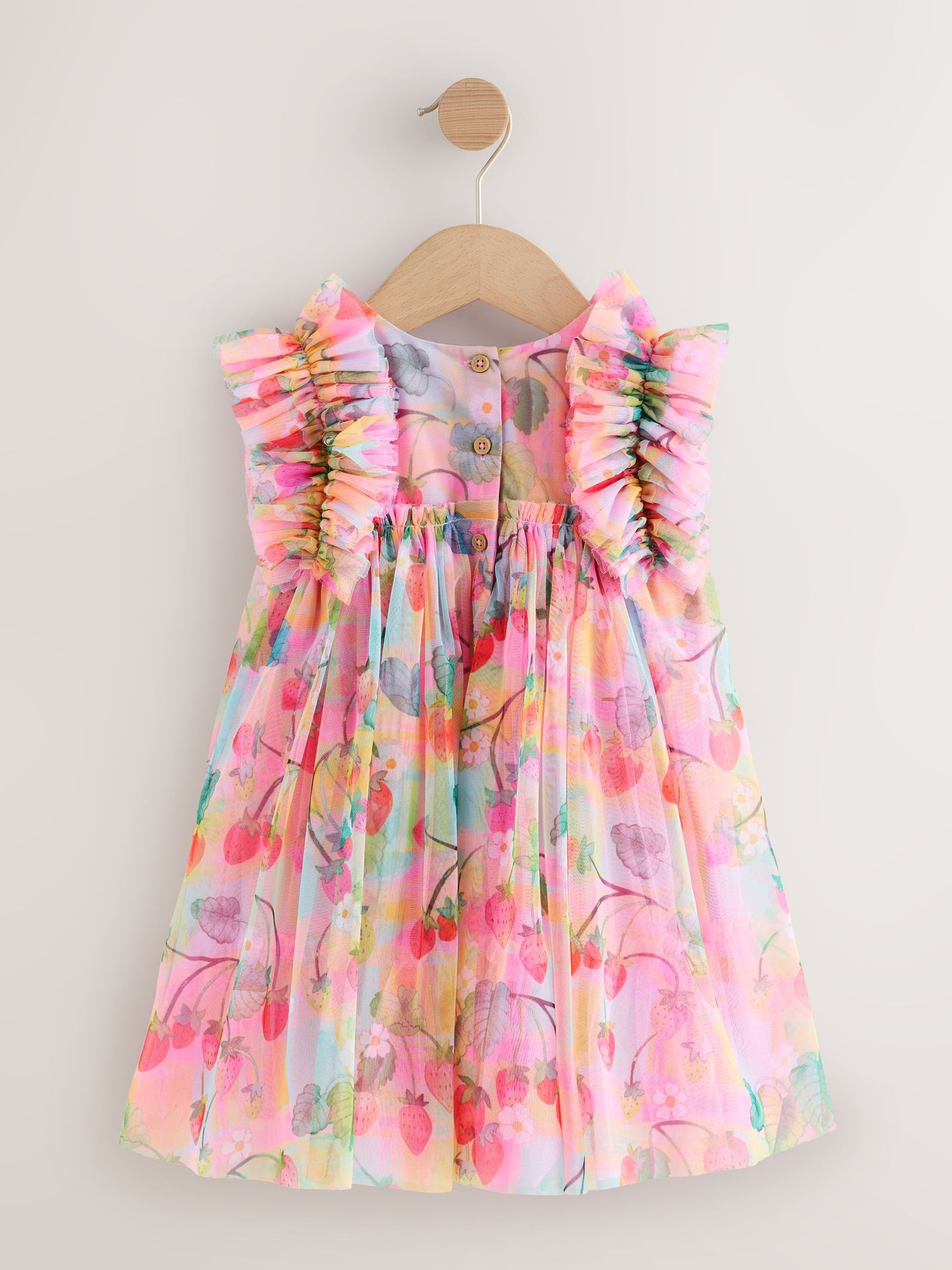 Pink Ruffle Shoulder Mesh Dress (3mths-7yrs) image 6