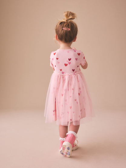 Pink Hearts Mesh Skirt Dress (3mths-7yrs) image 2