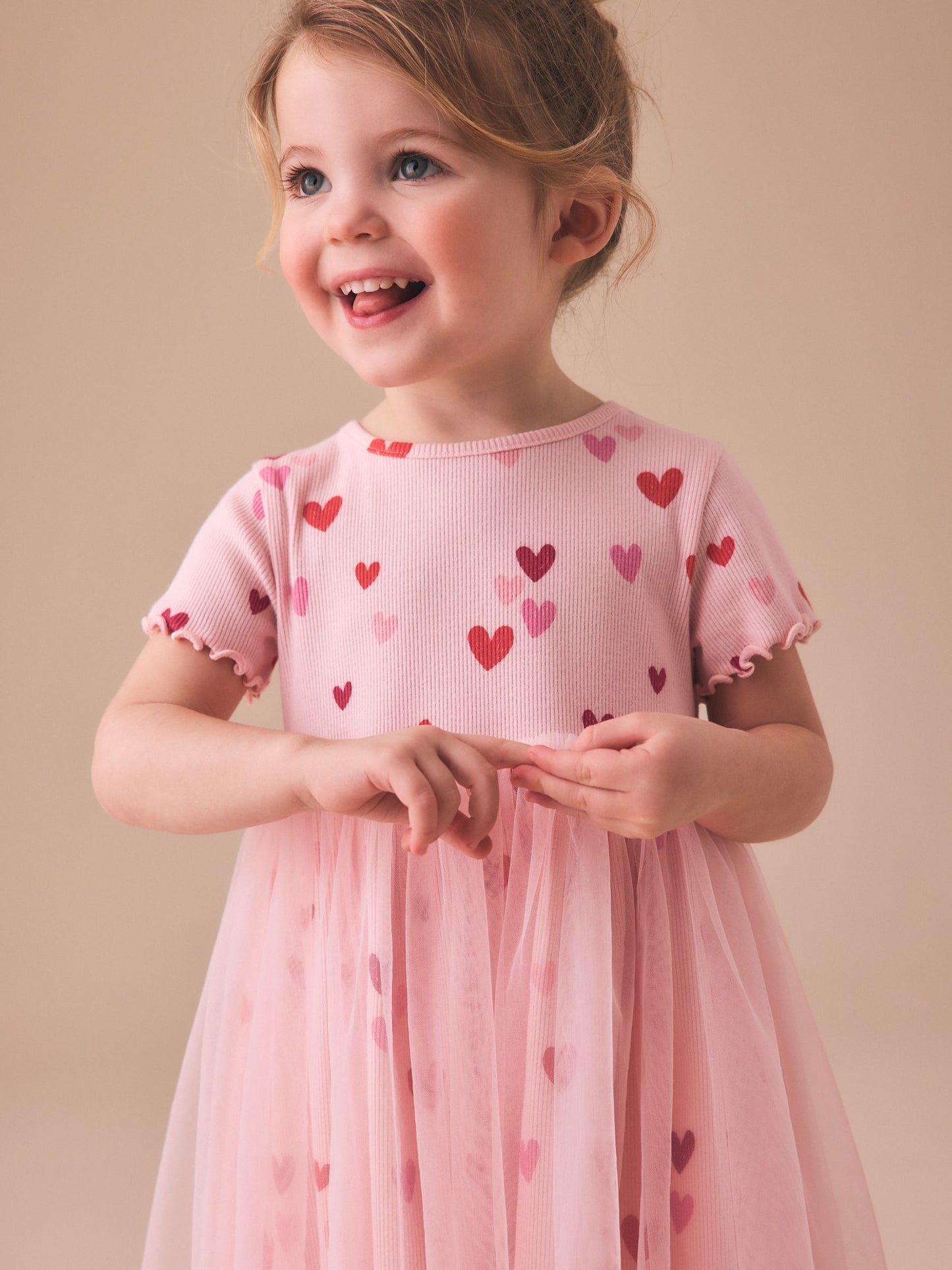 Pink Hearts Mesh Skirt Dress (3mths-7yrs) image 3