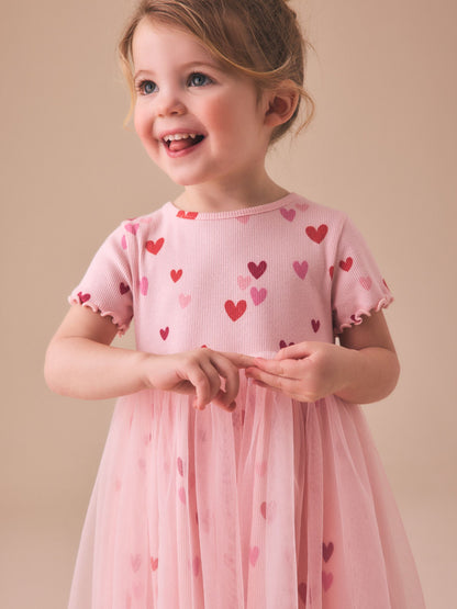 Pink Hearts Mesh Skirt Dress (3mths-7yrs) image 3
