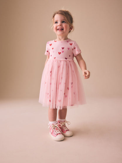 Pink Hearts Mesh Skirt Dress (3mths-7yrs) image 1