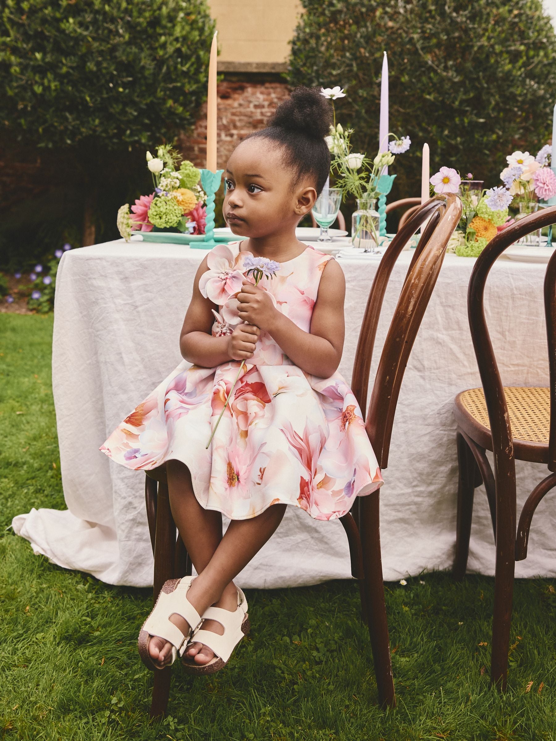 Pink Floral Scuba Occasion Dress (3mths-7yrs) image 4