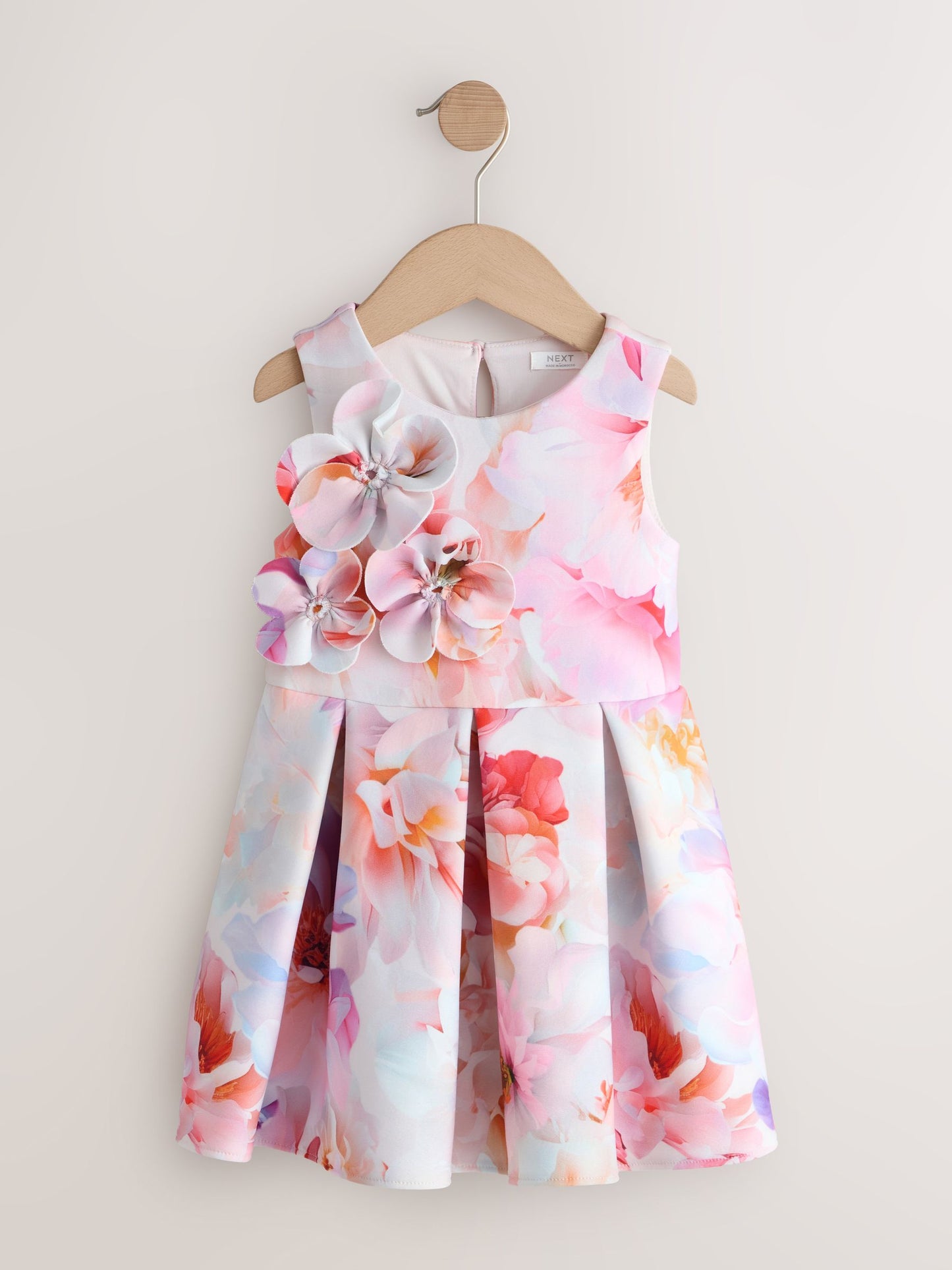 Pink Floral Scuba Occasion Dress (3mths-7yrs) image 5