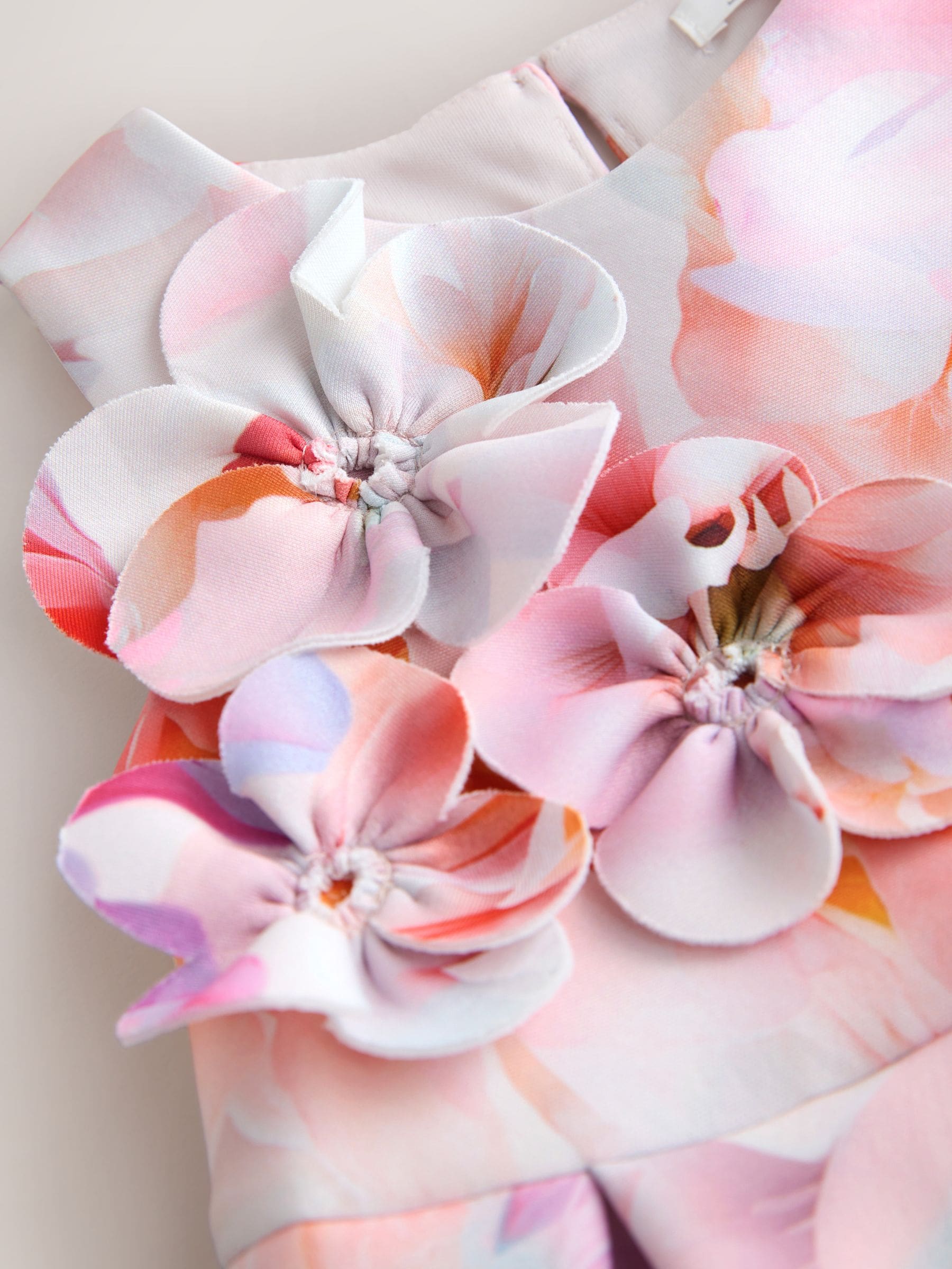 Pink Floral Scuba Occasion Dress (3mths-7yrs) image 7
