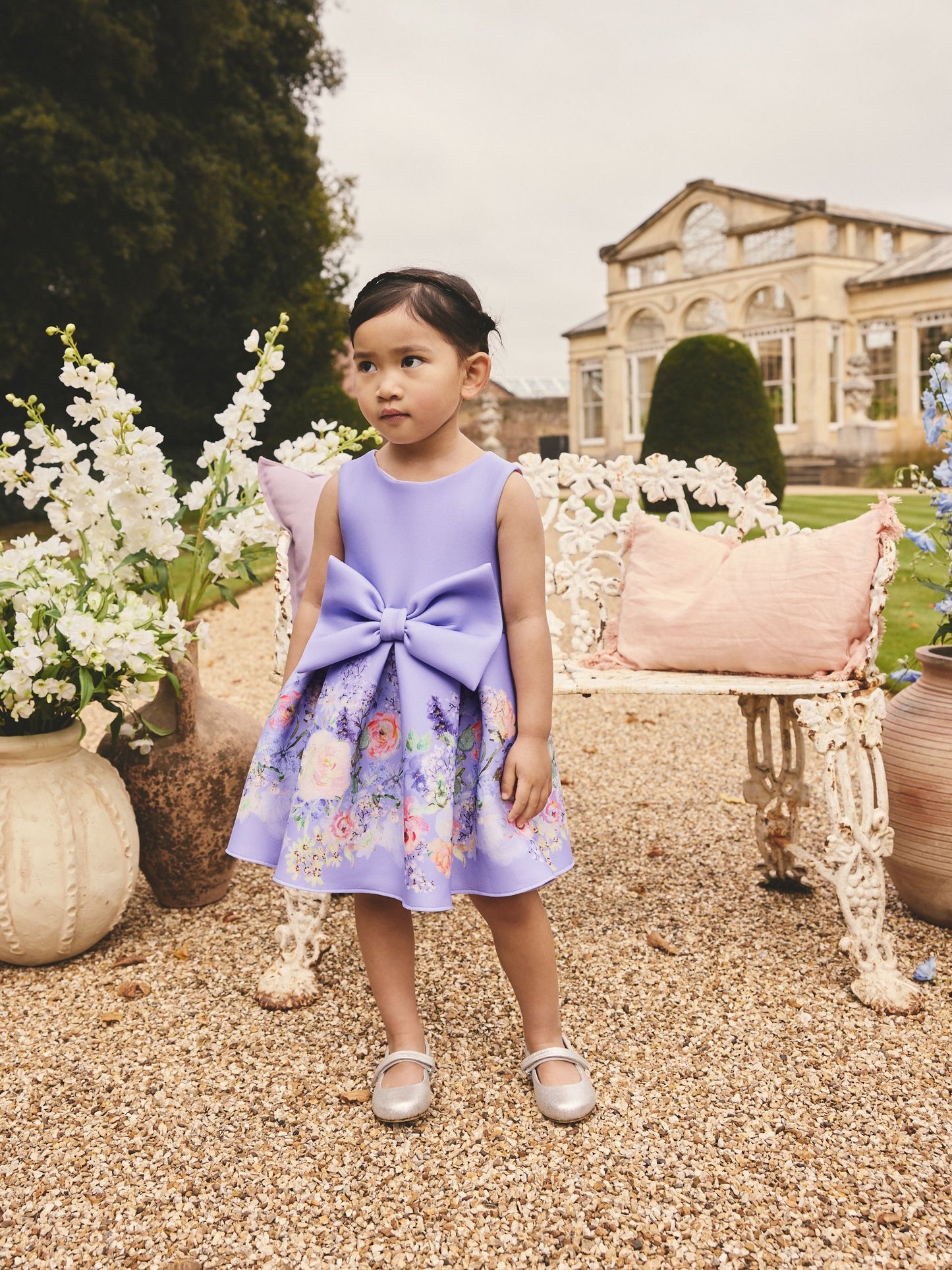 Lilac Floral Scuba Occasion Dress (3mths-7yrs) image 1