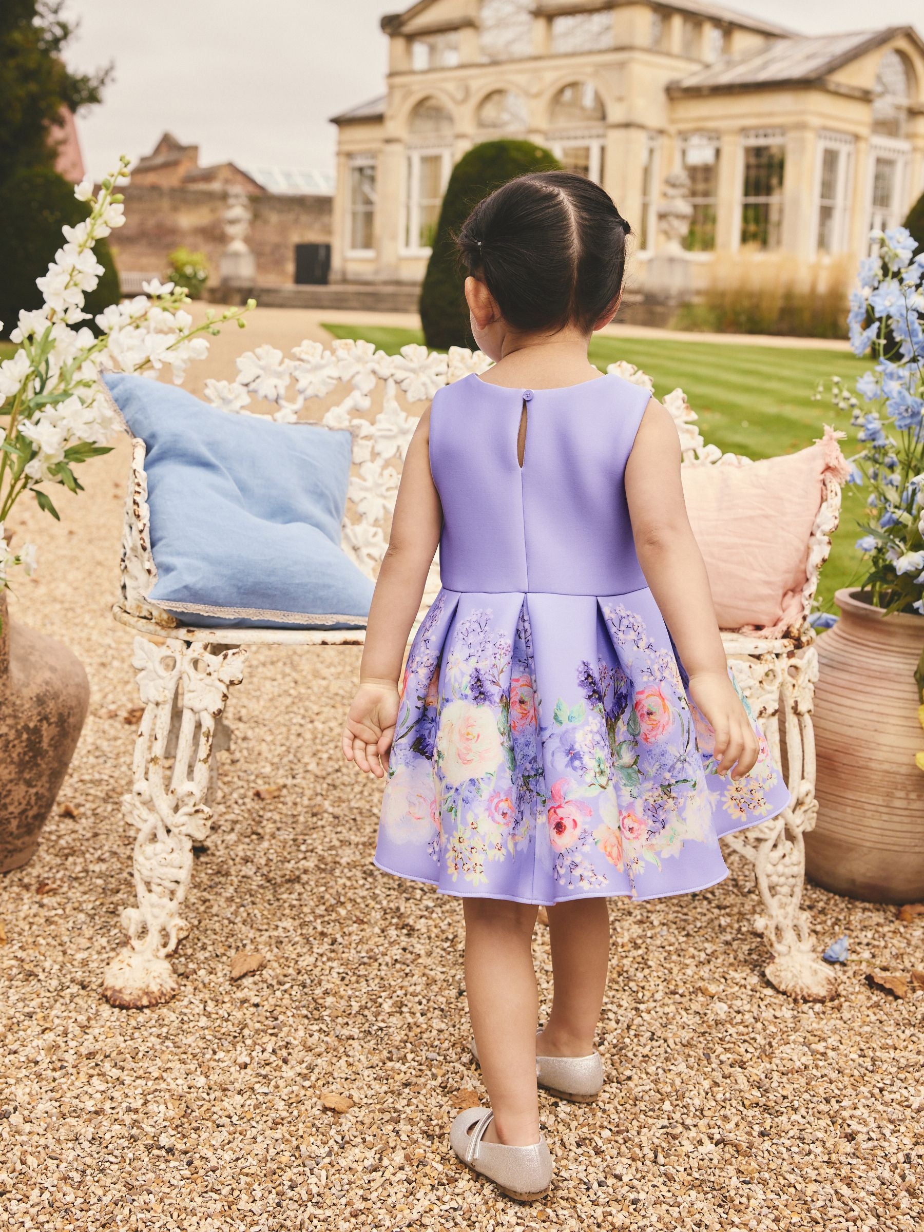 Lilac Floral Scuba Occasion Dress (3mths-7yrs) image 3