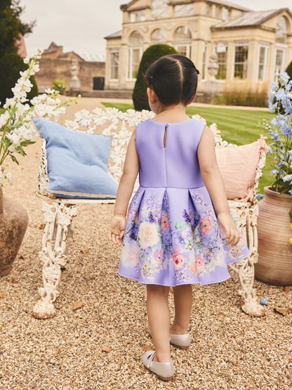 Lilac Floral Scuba Occasion Dress (3mths-7yrs) image 3