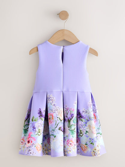 Lilac Floral Scuba Occasion Dress (3mths-7yrs) image 6