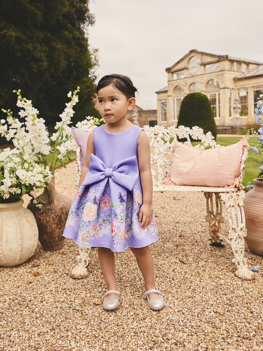 Lilac Floral Scuba Occasion Dress (3mths-7yrs) image 1