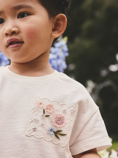 White Embroidered Top & Skirt Set (3mths-7yrs) image 4