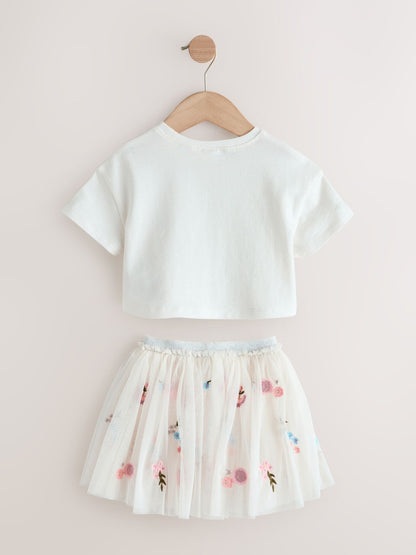 White Embroidered Top & Skirt Set (3mths-7yrs) image 6