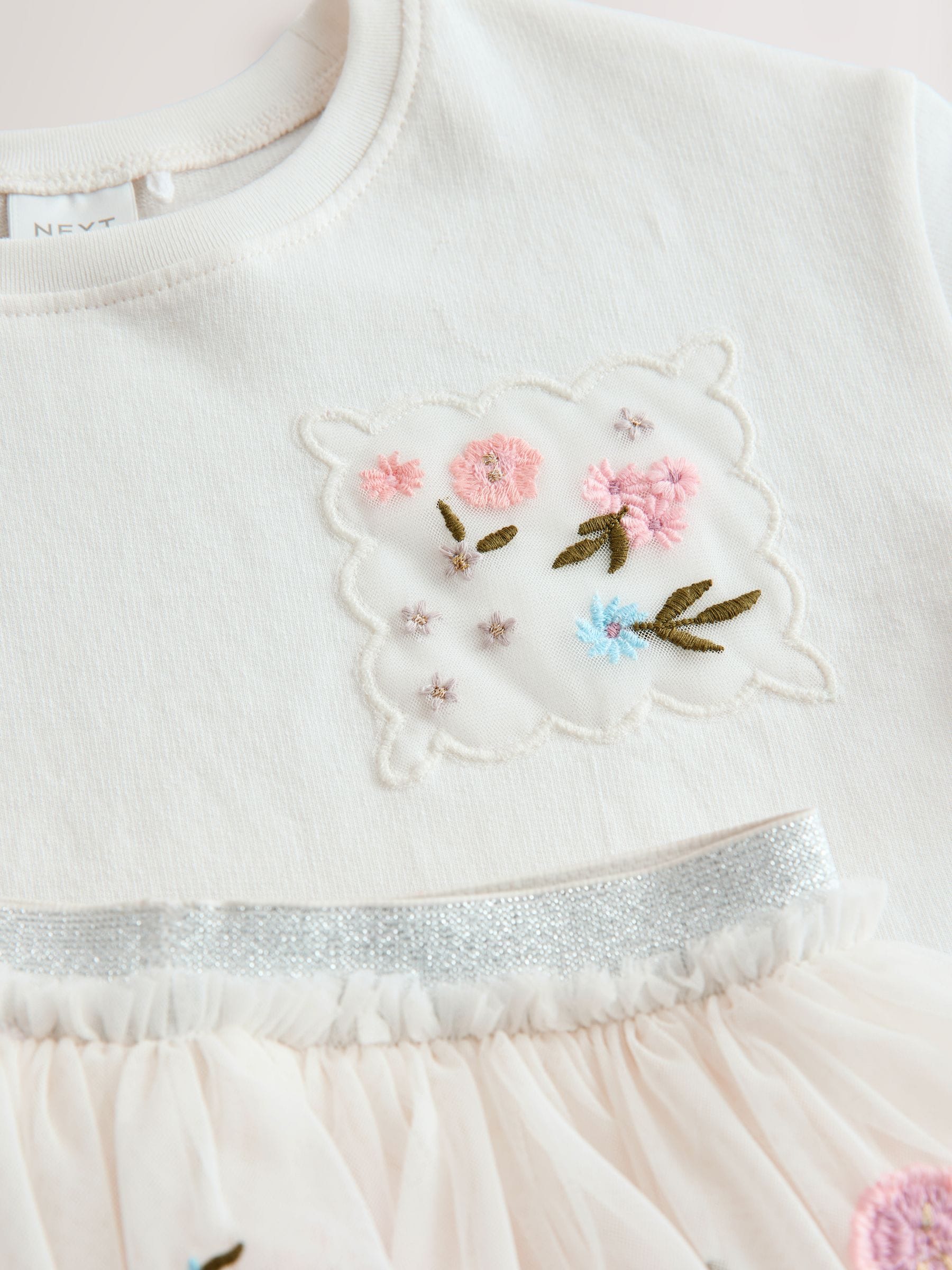 White Embroidered Top & Skirt Set (3mths-7yrs) image 8