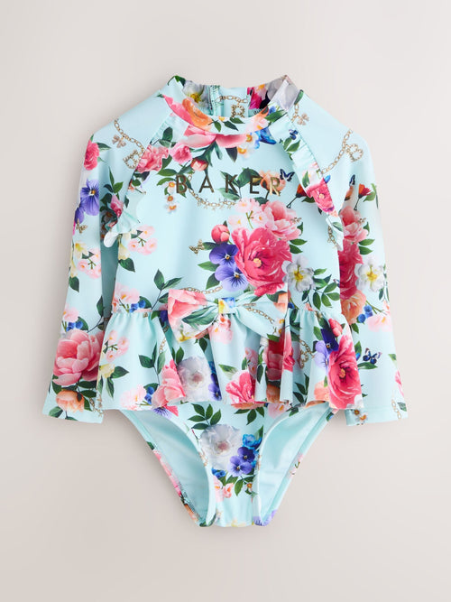 Dsiney Kidz - Baker by Ted Baker Mint Green Long Sleeve Peplum Frill Swimsuit image 1