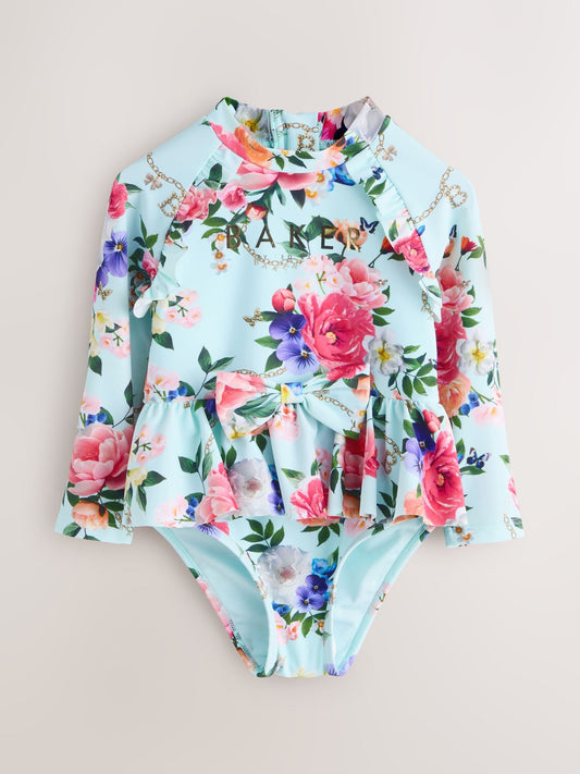 Baker by Ted Baker Mint Green Long Sleeve Peplum Frill Swimsuit image 1