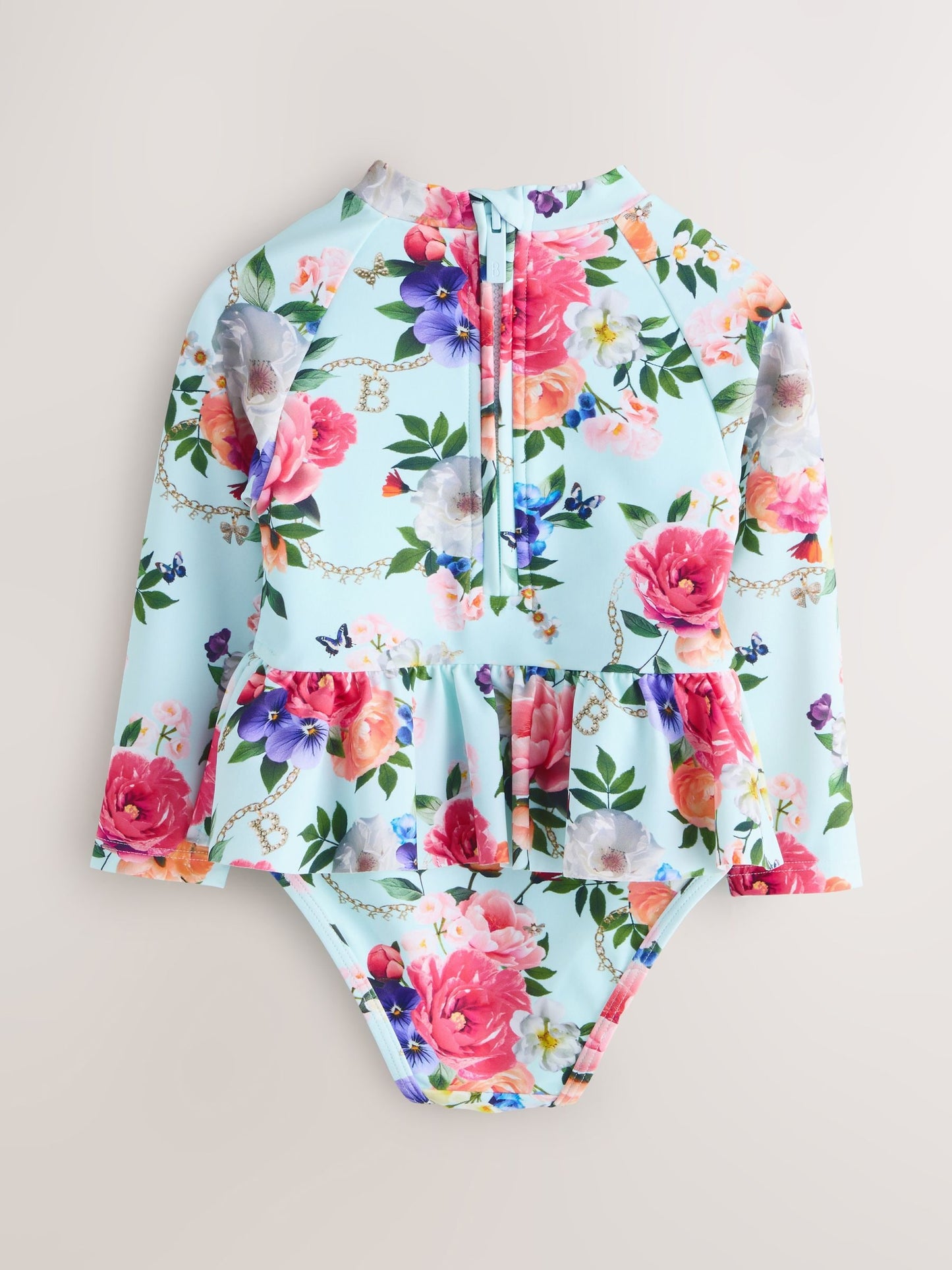Baker by Ted Baker Mint Green Long Sleeve Peplum Frill Swimsuit image 2