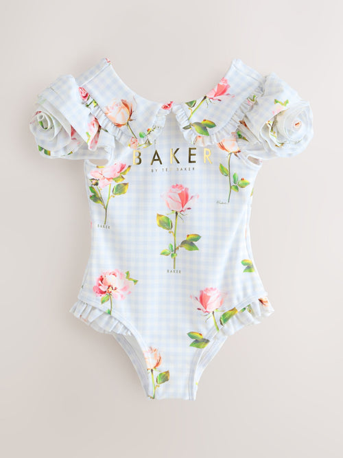 Baker by Ted Baker Gingham Print Puff Sleeve Swimsuit image 1