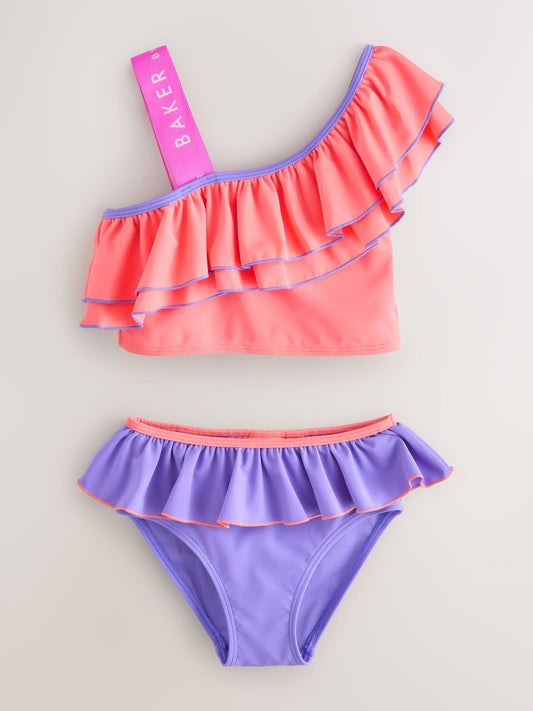 Baker by Ted Baker 2 Piece One Shoulder Contrast Frill Bikini image 1