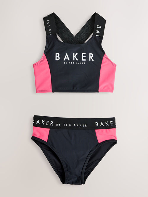 Dsiney Kidz - Baker by Ted Baker 2 Piece Colour Block Black Bikini Set image 1