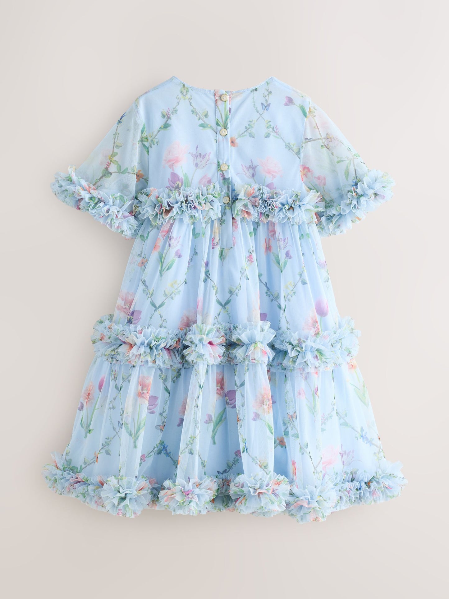 Baker by Ted Baker Blue Floral Ruffle Tiered Mesh Dress image 8