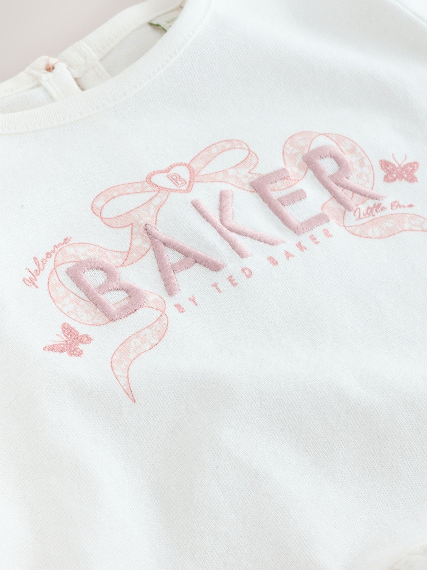 Baker by Ted Baker 2 Piece Broderie Back Peplum Pink T-Shirt & Leggings Set image 4