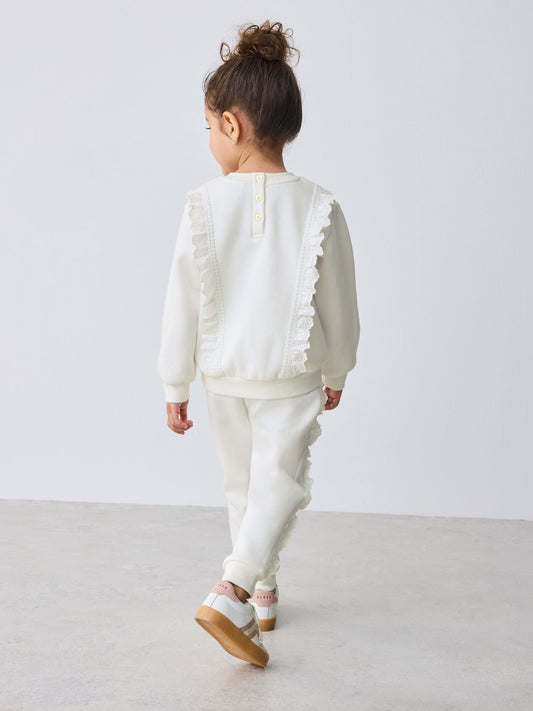 Baker by Ted Baker Cream 2 Piece Lace Trim Sweater & Joggers Set image 2