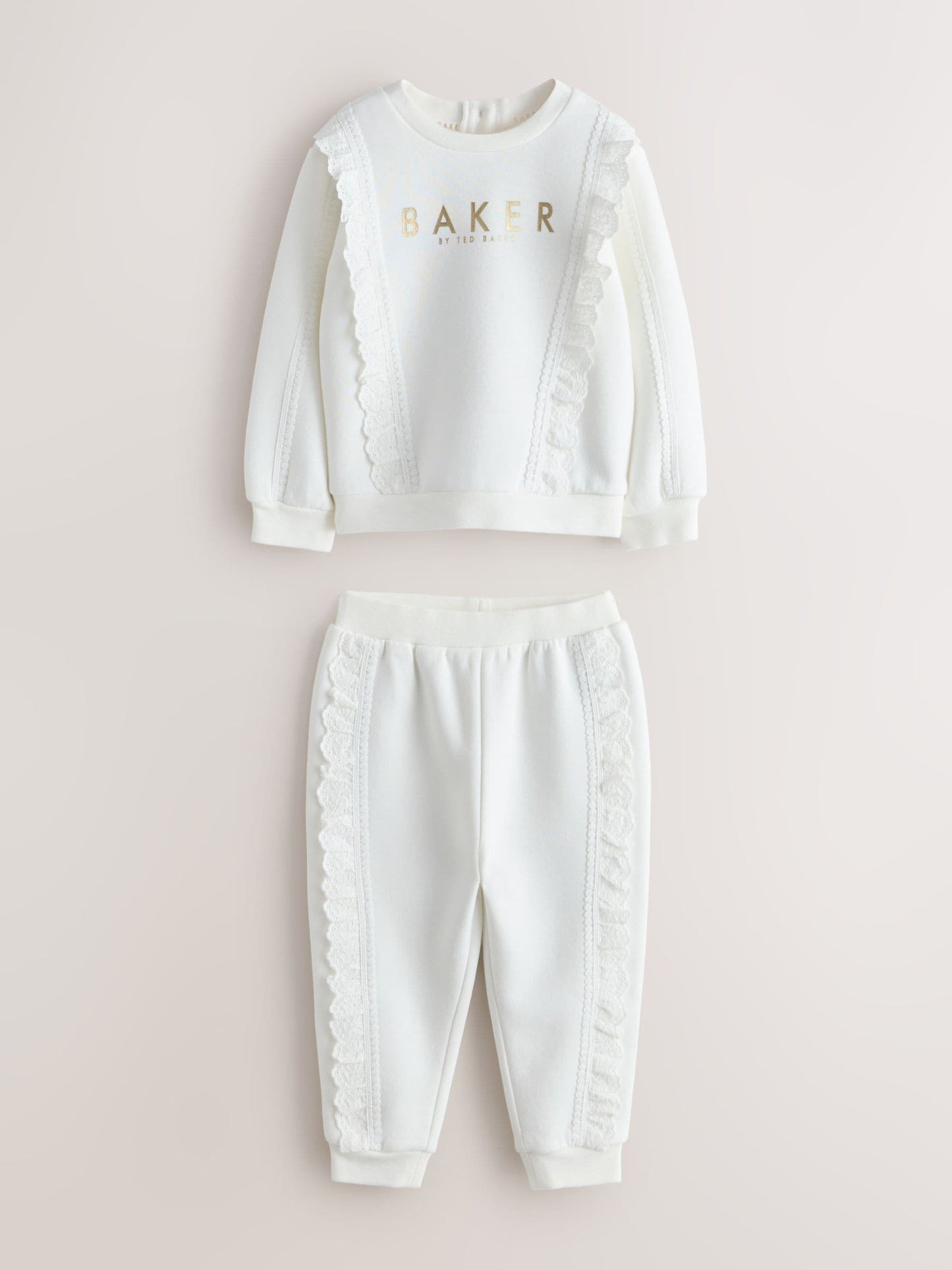 Baker by Ted Baker Cream 2 Piece Lace Trim Sweater & Joggers Set image 6