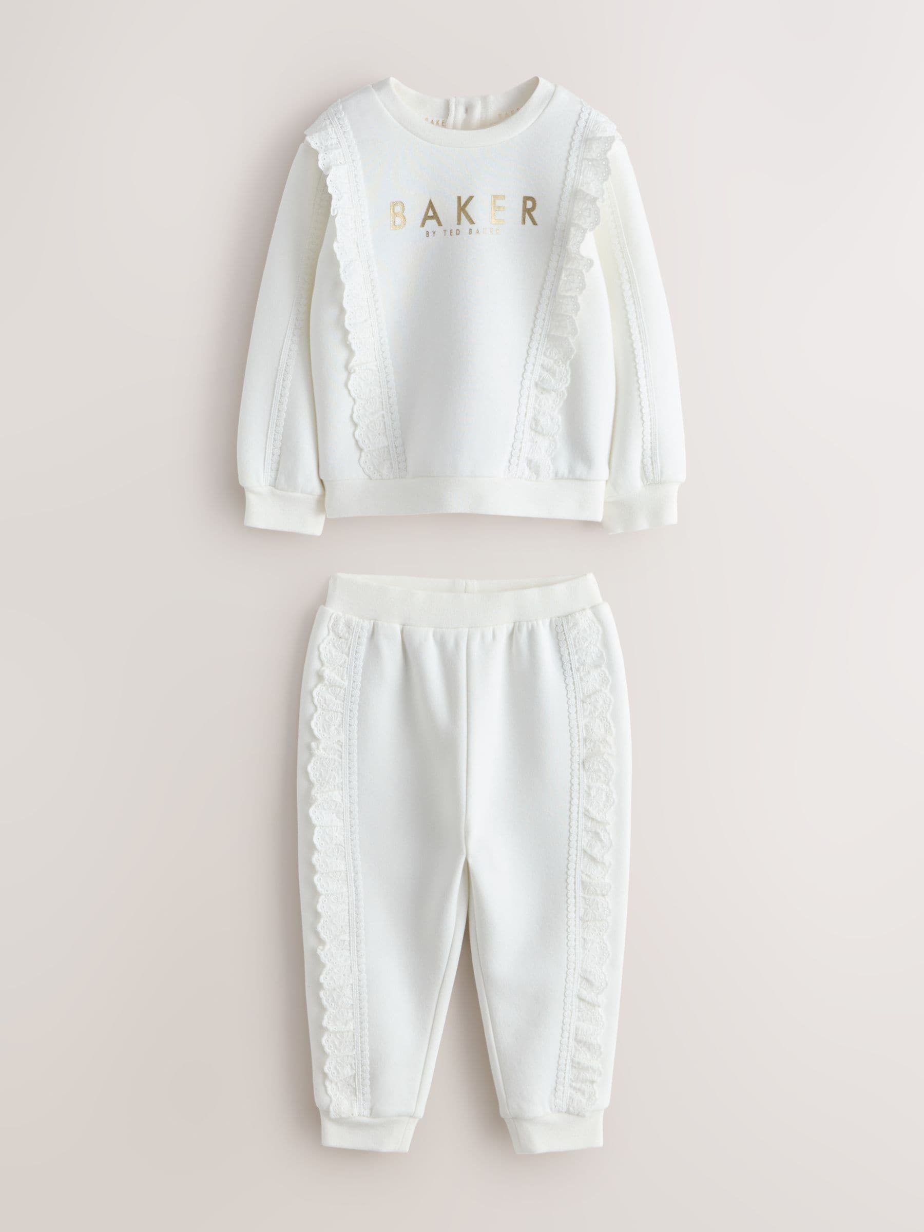 Baker by Ted Baker Cream 2 Piece Lace Trim Sweater & Joggers Set image 6