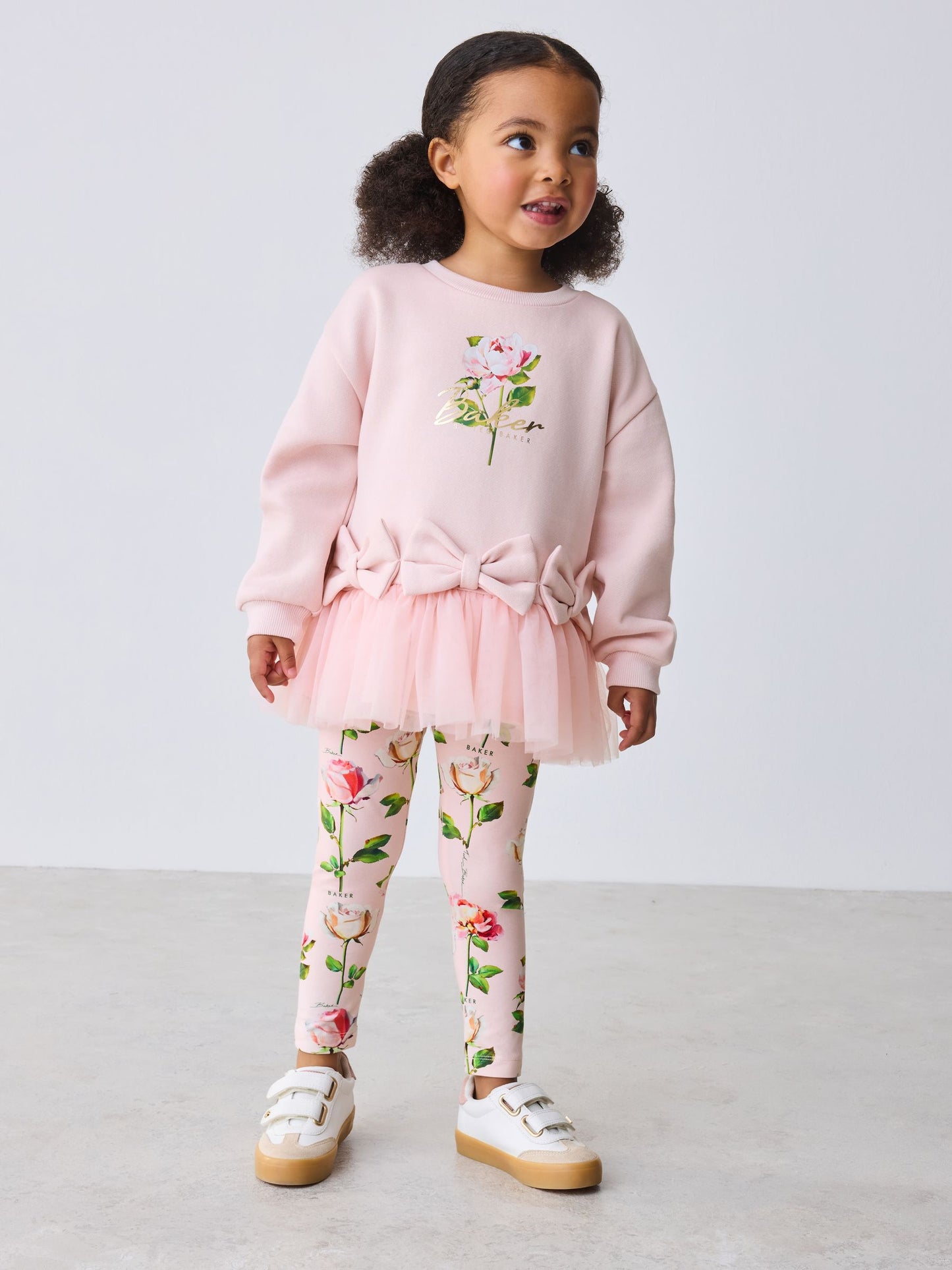 Baker by Ted Baker 2 Piece Bow Mesh Hem Sweat Top & Leggings Set image 1