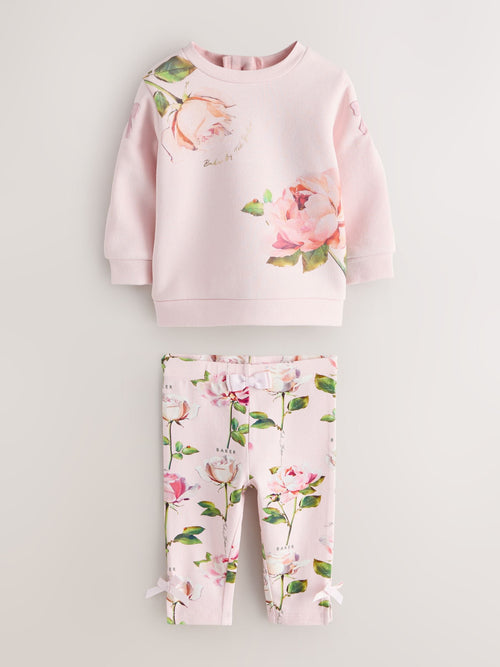 Baker by Ted Baker 2 Piece Floral Placement Sweat Top & Leggings Set image 1
