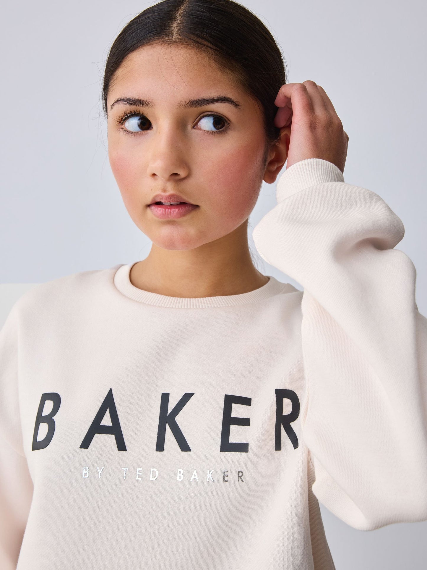 Baker by Ted Baker Cream 2 Piece Bow Applique Sweat & Wide Leg Joggers Set image 3