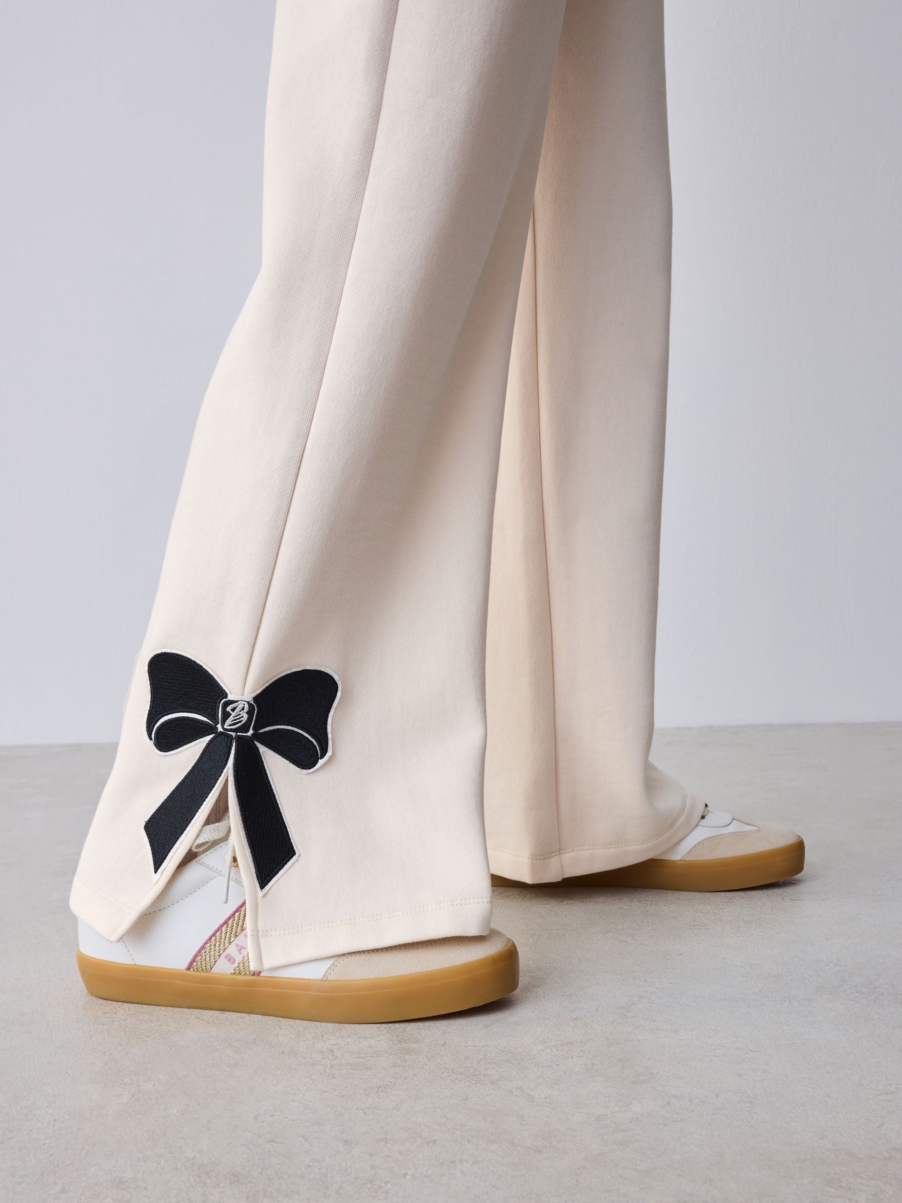 Baker by Ted Baker Cream 2 Piece Bow Applique Sweat & Wide Leg Joggers Set image 7