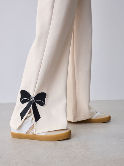 Baker by Ted Baker Cream 2 Piece Bow Applique Sweat & Wide Leg Joggers Set image 7